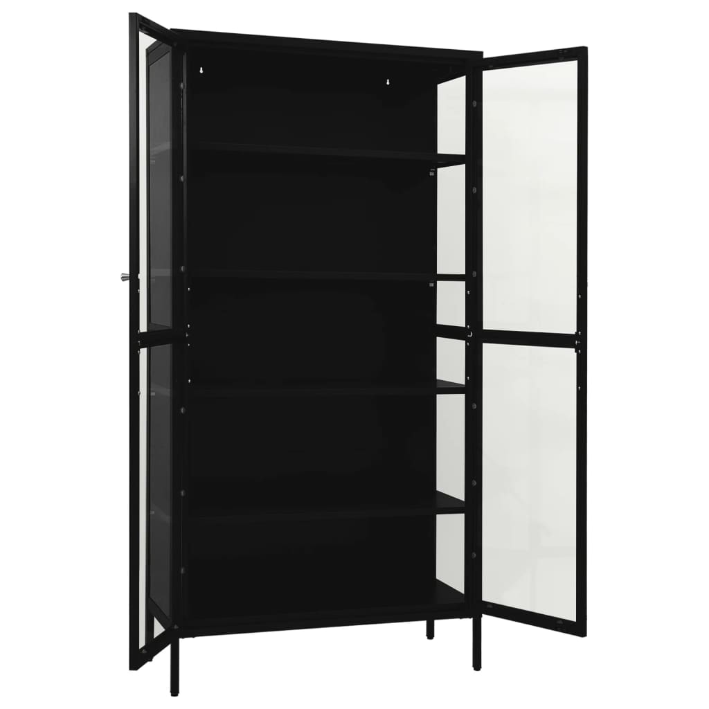 vidaXL Witryna, czarna, 90x40x180 cm, stal i hartowane szkło