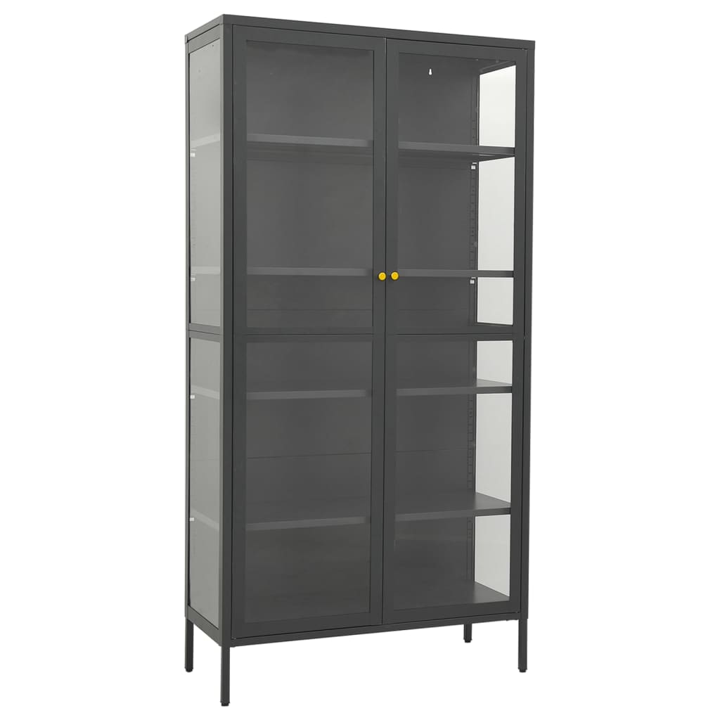 vidaXL Witryna, antracytowa, 90x40x180 cm, stal i hartowane szkło