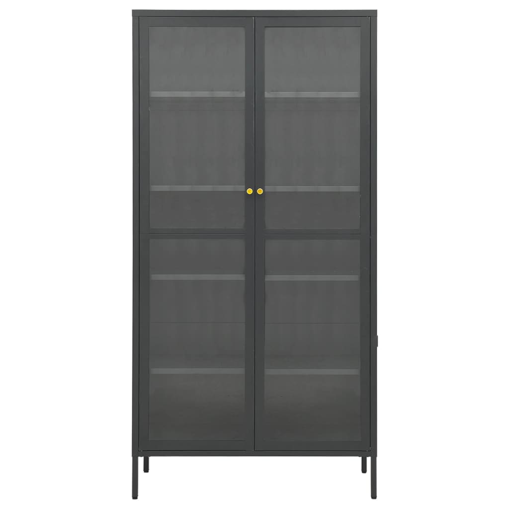 vidaXL Witryna, antracytowa, 90x40x180 cm, stal i hartowane szkło