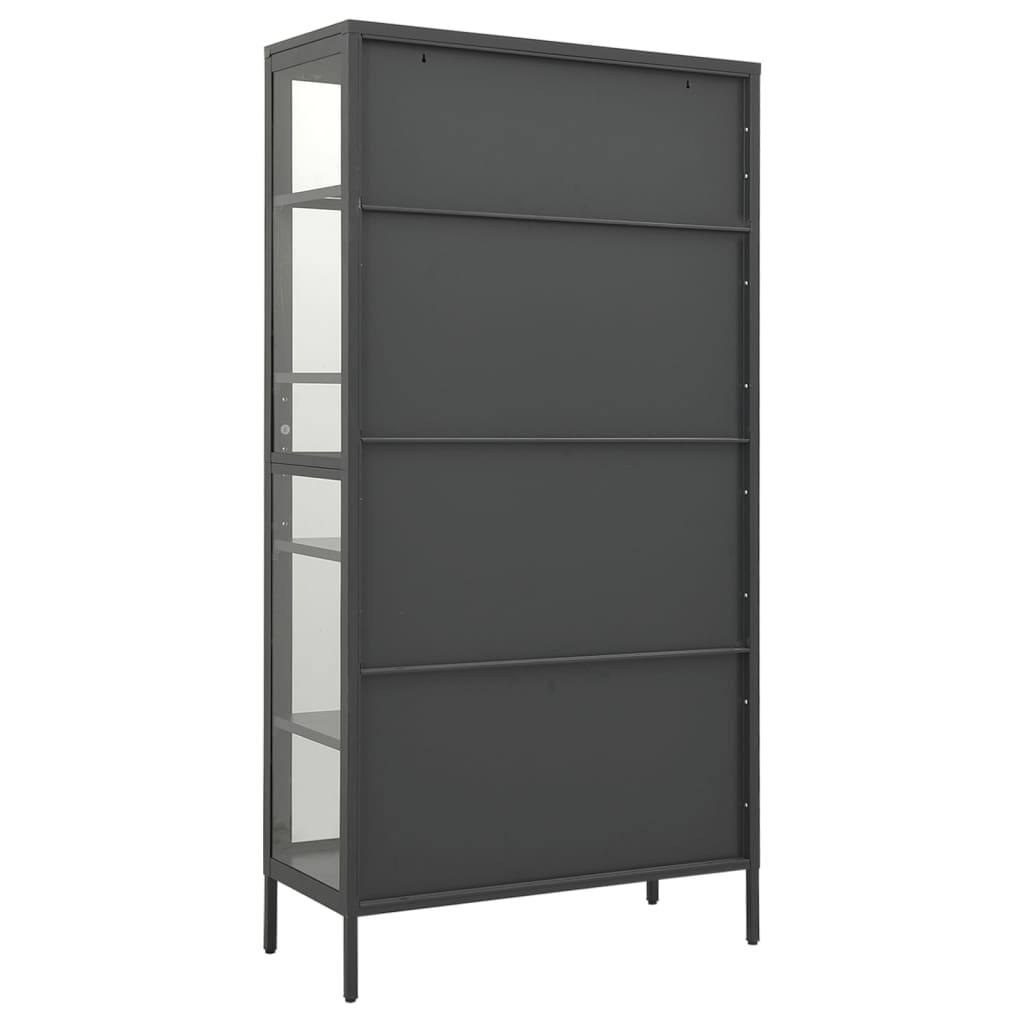 vidaXL Witryna, antracytowa, 90x40x180 cm, stal i hartowane szkło