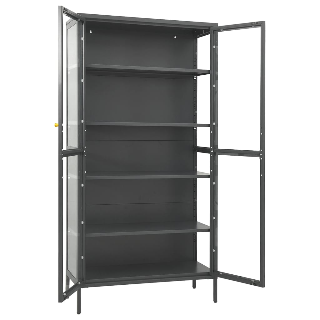 vidaXL Witryna, antracytowa, 90x40x180 cm, stal i hartowane szkło