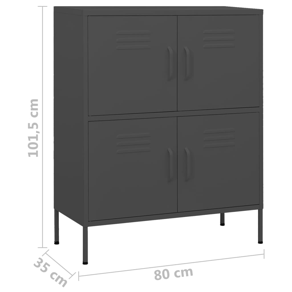 vidaXL Szafka, antracytowa, 80x35x101,5 cm, stalowa