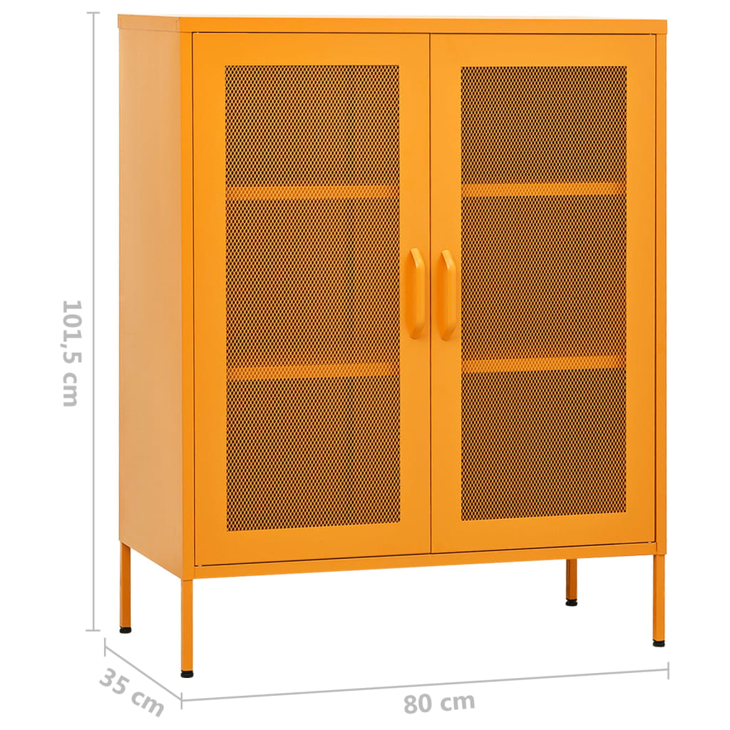 vidaXL Szafka do przechowywania Musztardowo-żółta 80x35x101,5 cm Stal