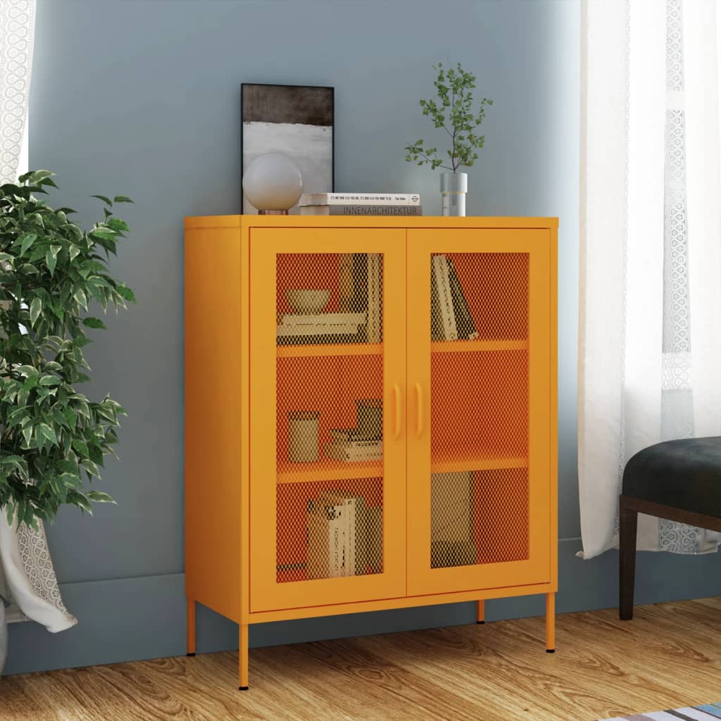vidaXL Szafka do przechowywania Musztardowo-żółta 80x35x101,5 cm Stal