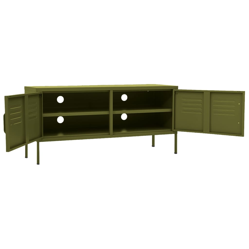 vidaXL Szafka pod telewizor, oliwkowa, 105x35x50 cm, stalowa
