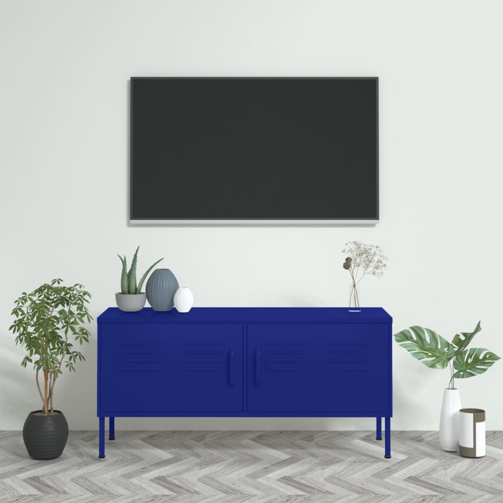 vidaXL Szafka pod telewizor, granatowa, 105x35x50 cm, stalowa