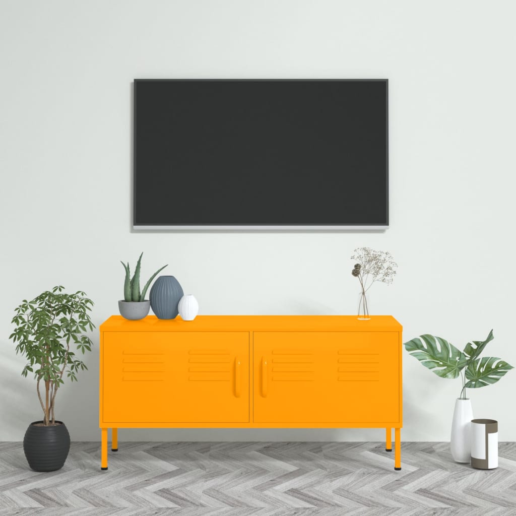 vidaXL Szafka pod telewizor, musztardowa, 105x35x50 cm, stalowa