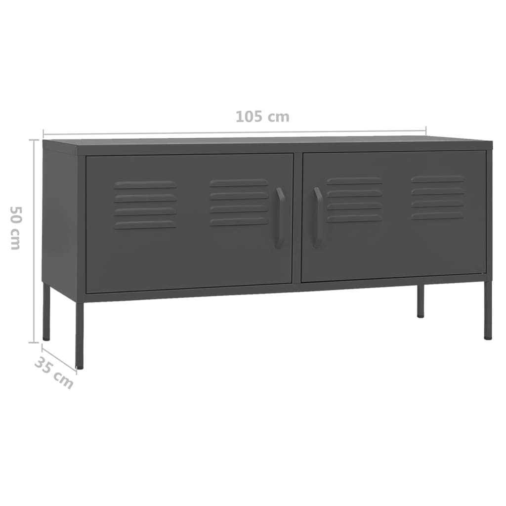 vidaXL Szafka pod telewizor, antracytowa, 105x35x50 cm, stalowa