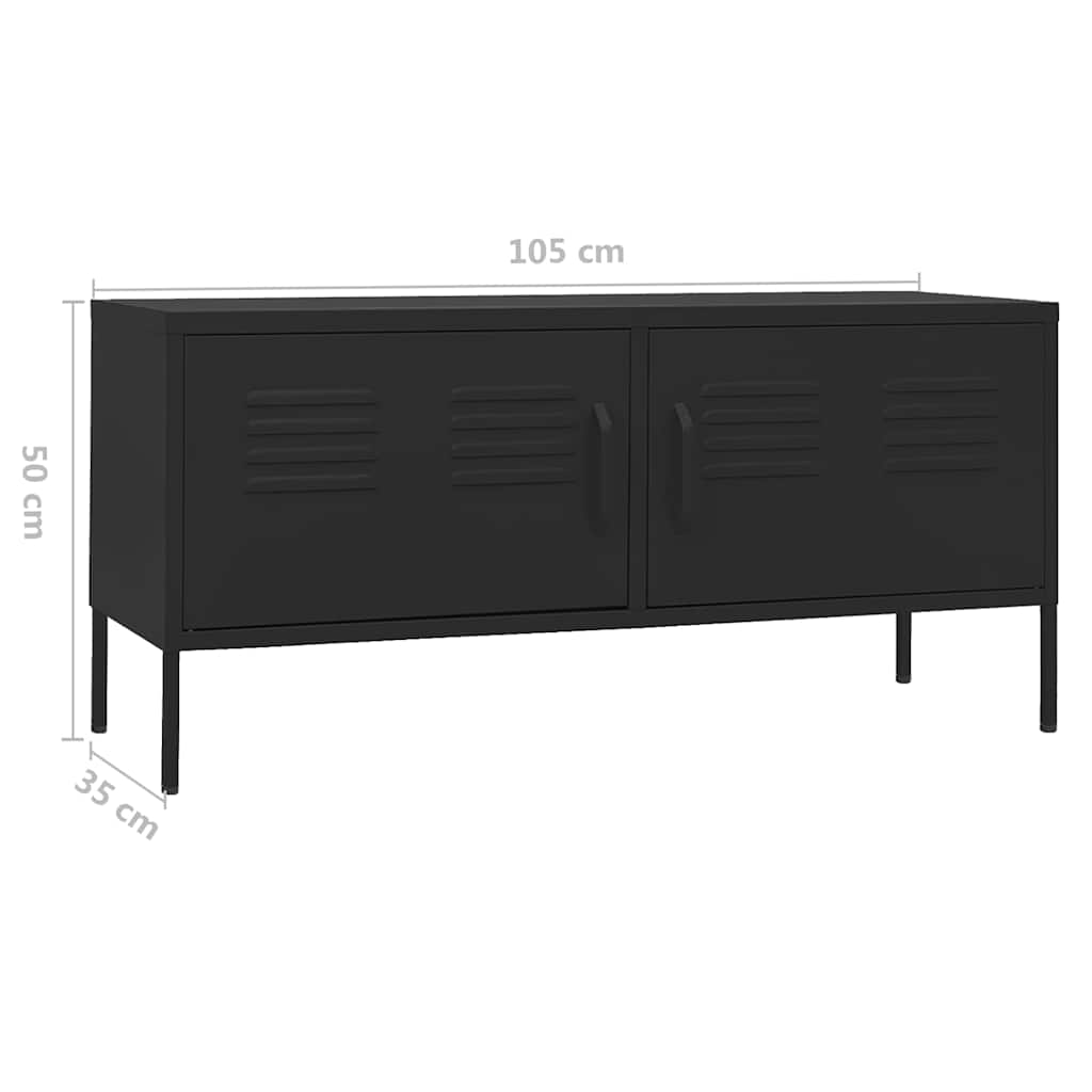 vidaXL Szafka pod telewizor, czarna, 105x35x52 cm, stalowa