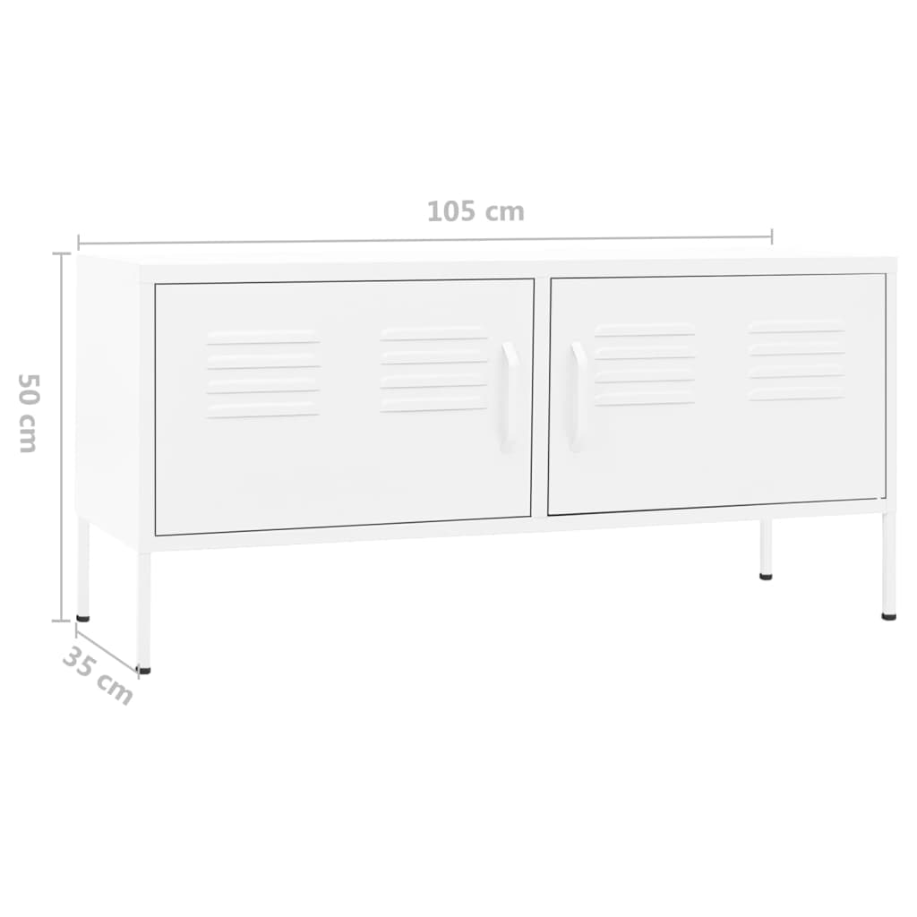 vidaXL Szafka pod telewizor, biała, 105x35x50 cm, stalowa