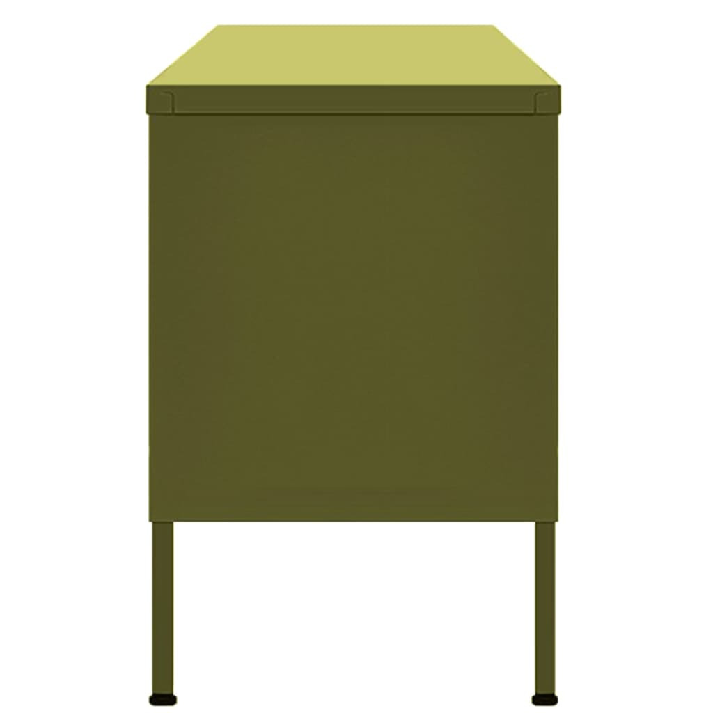 vidaXL Szafka pod telewizor, oliwkowa, 105x35x50 cm, stalowa