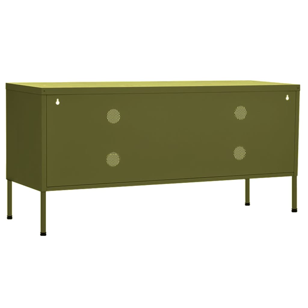 vidaXL Szafka pod telewizor, oliwkowa, 105x35x50 cm, stalowa