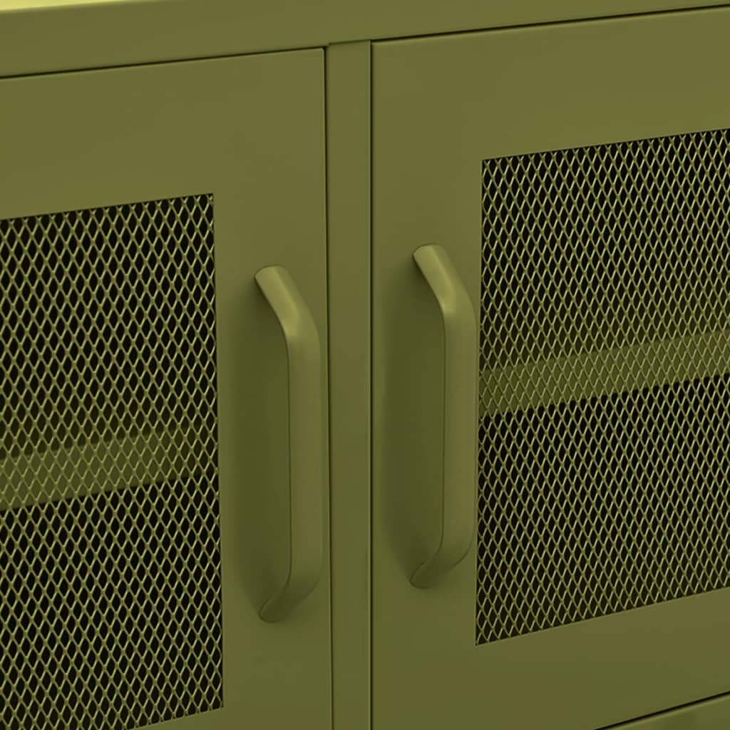 vidaXL Szafka pod telewizor, oliwkowa, 105x35x50 cm, stalowa