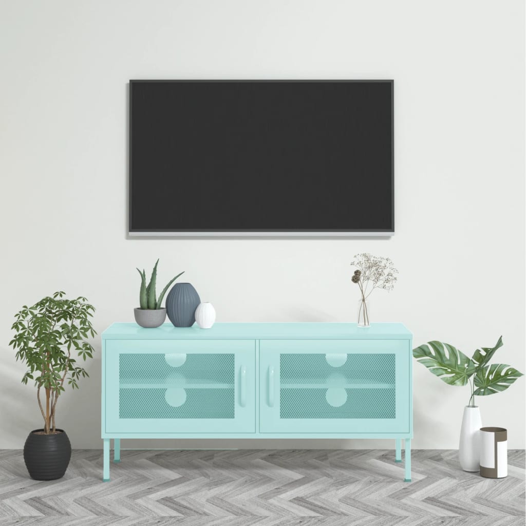 vidaXL Szafka pod telewizor, miętowa, 105x35x50 cm, stalowa