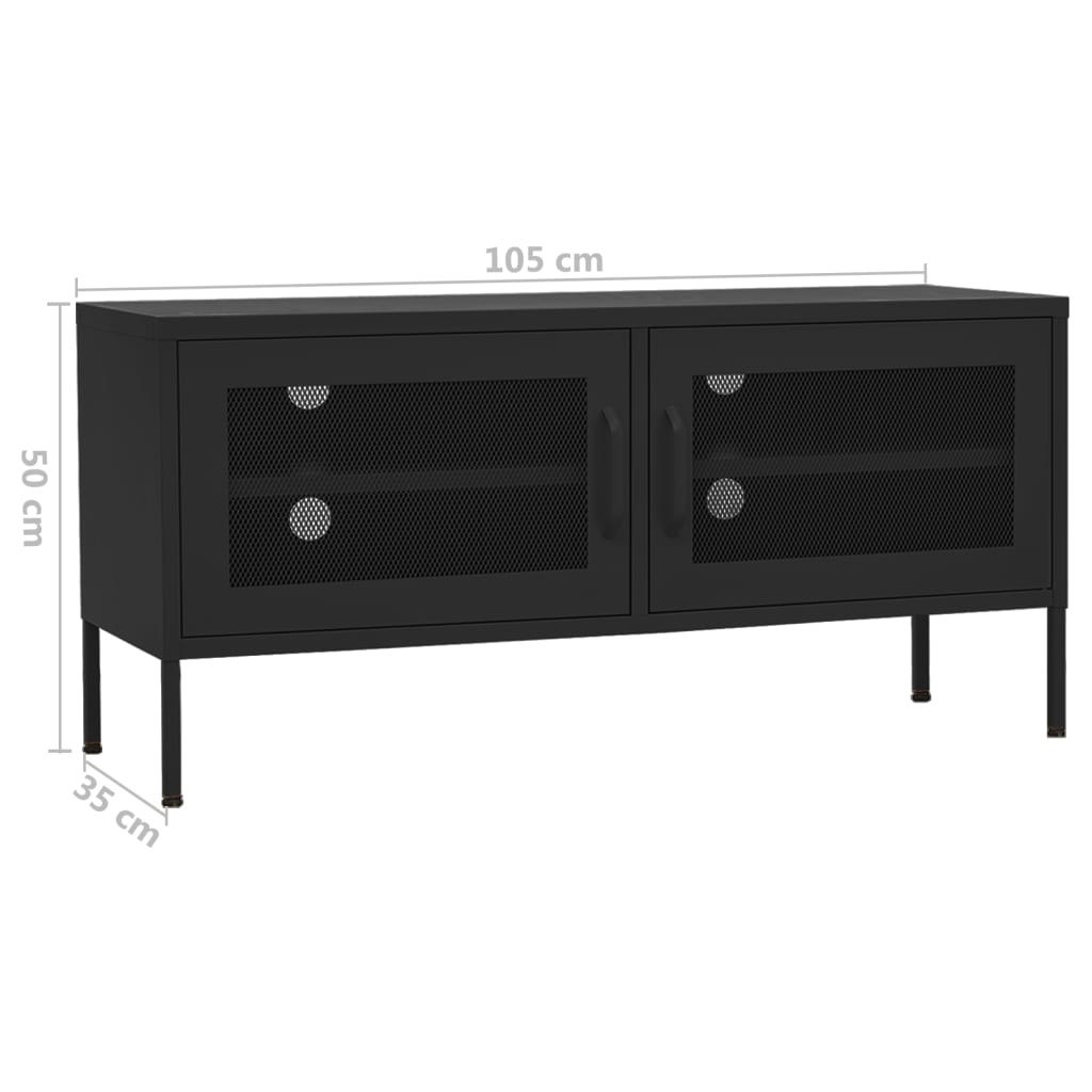 vidaXL Szafka pod telewizor, czarna, 105x35x50 cm, stalowa