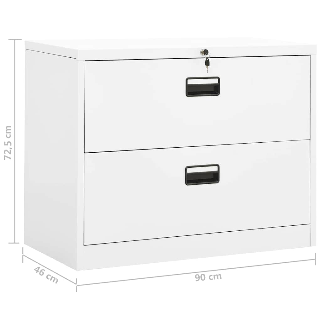 vidaXL Szafka kartotekowa, biała, 90x46x72,5 cm, stalowa