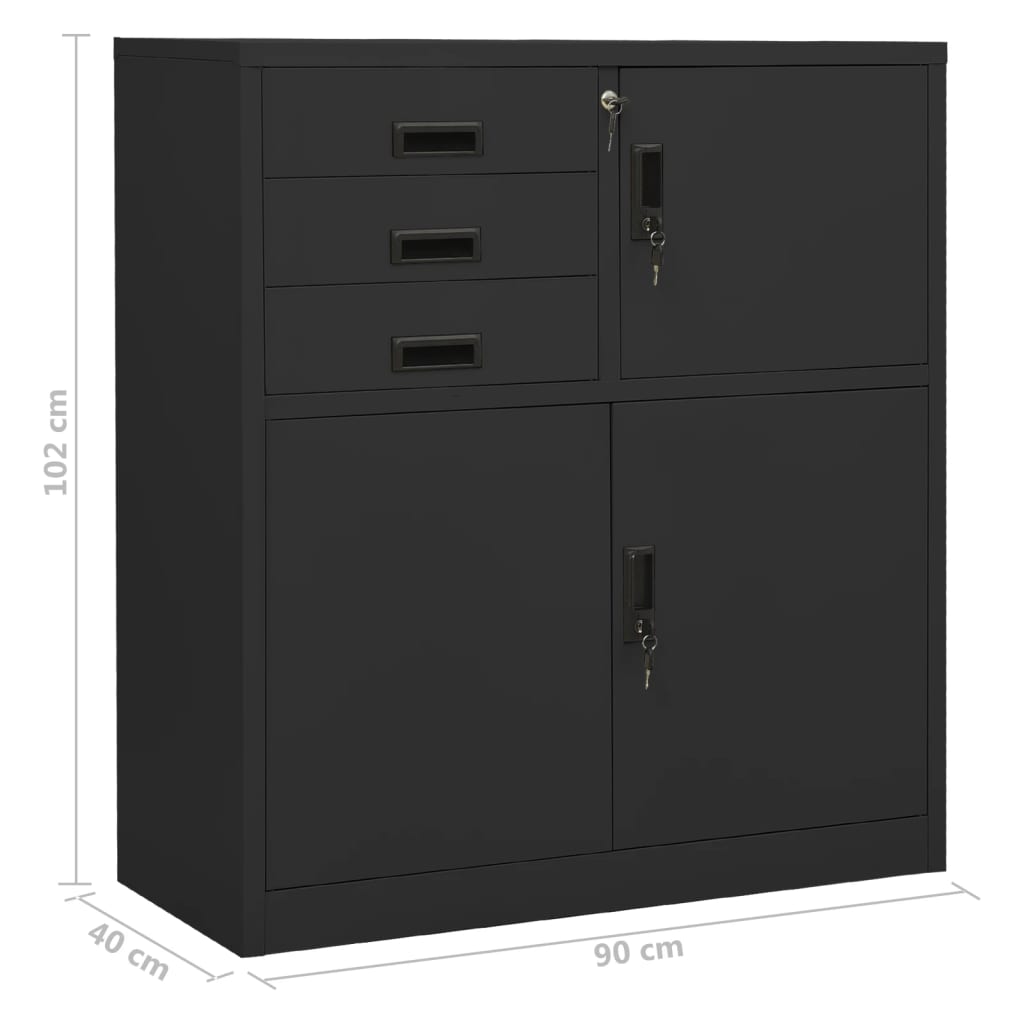vidaXL Szafka biurowa, antracytowa, 90x40x102 cm, stalowa