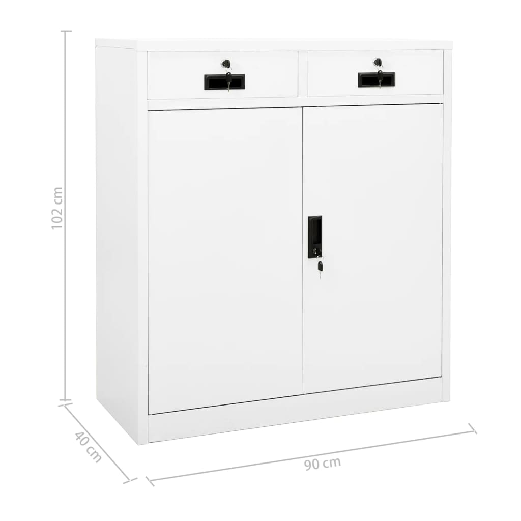 vidaXL Szafka biurowa, biała, 90x40x102 cm, stalowa