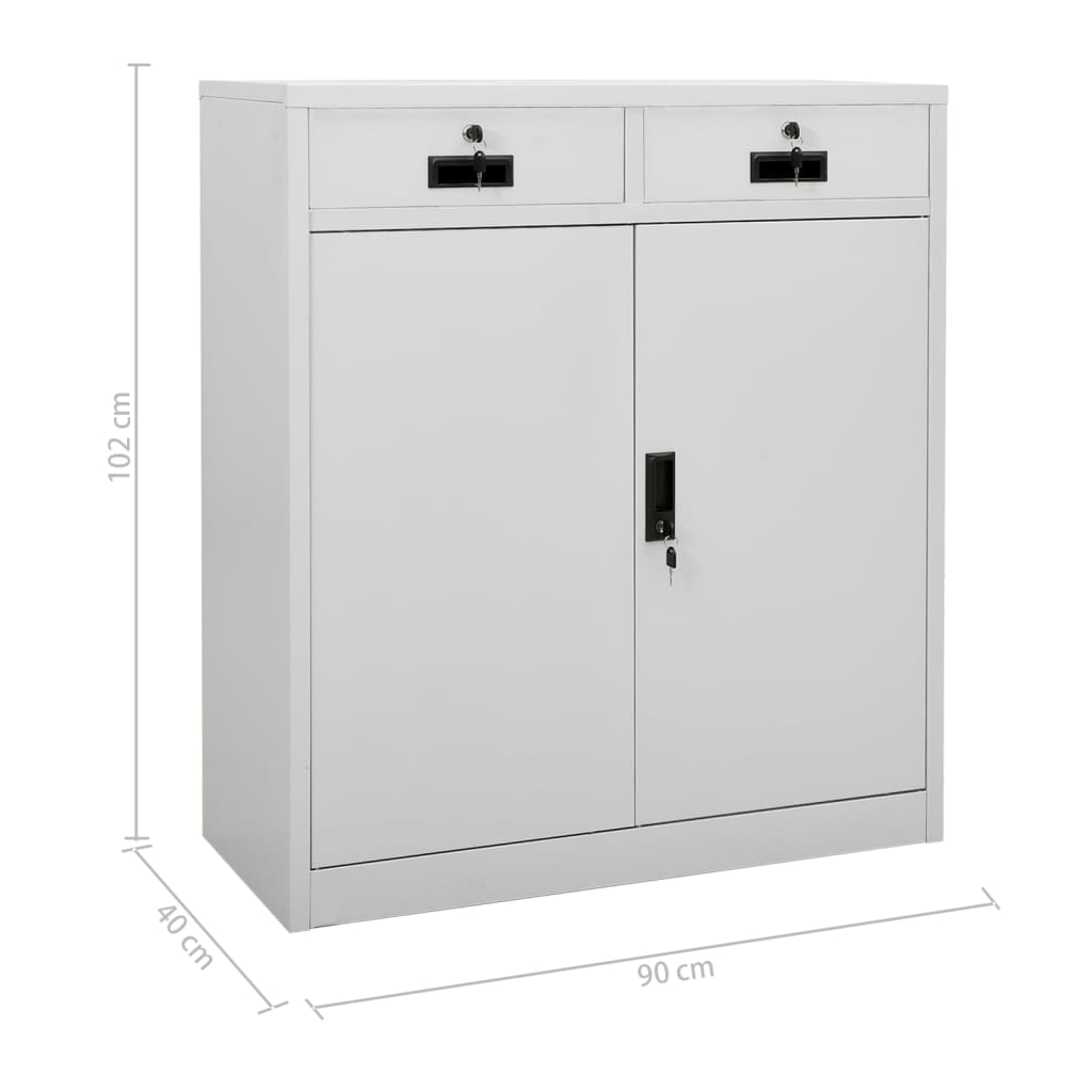vidaXL Szafka biurowa, jasnoszara, 90x40x102 cm, stalowa
