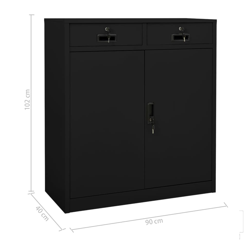 vidaXL Szafka biurowa, czarna, 90x40x102 cm, stalowa
