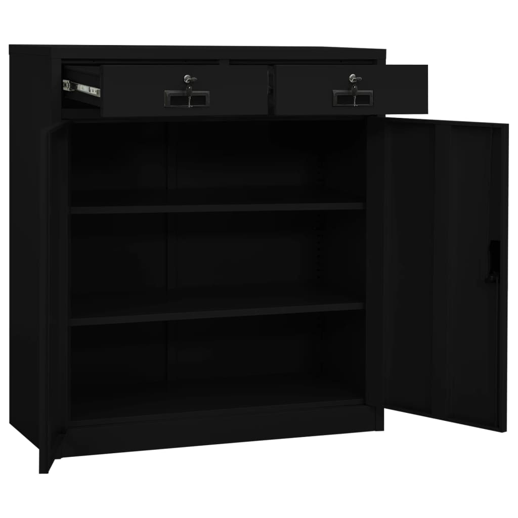 vidaXL Szafka biurowa, czarna, 90x40x102 cm, stalowa
