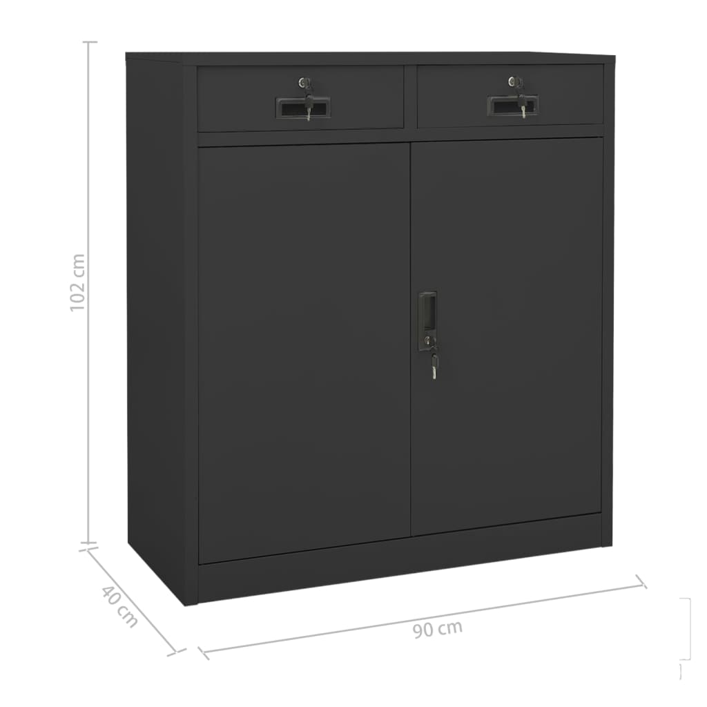 vidaXL Szafka biurowa, antracytowa, 90x40x102 cm, stalowa
