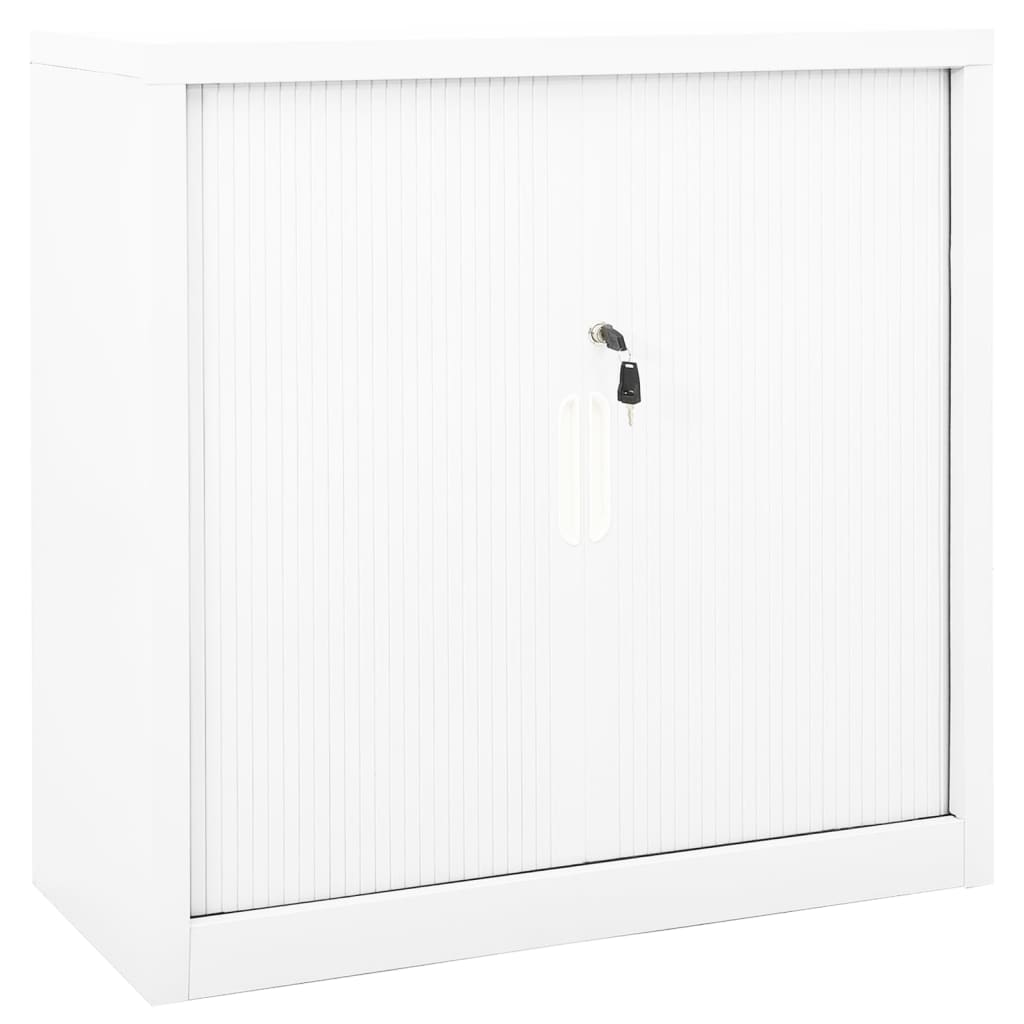 vidaXL Szafka z drzwiami przesuwnymi, biała, 90x40x90 cm, stal