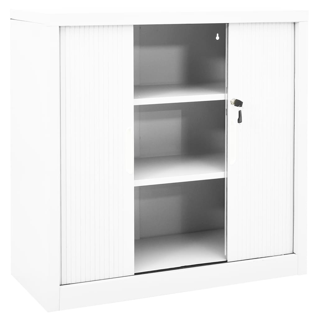 vidaXL Szafka z drzwiami przesuwnymi, biała, 90x40x90 cm, stal