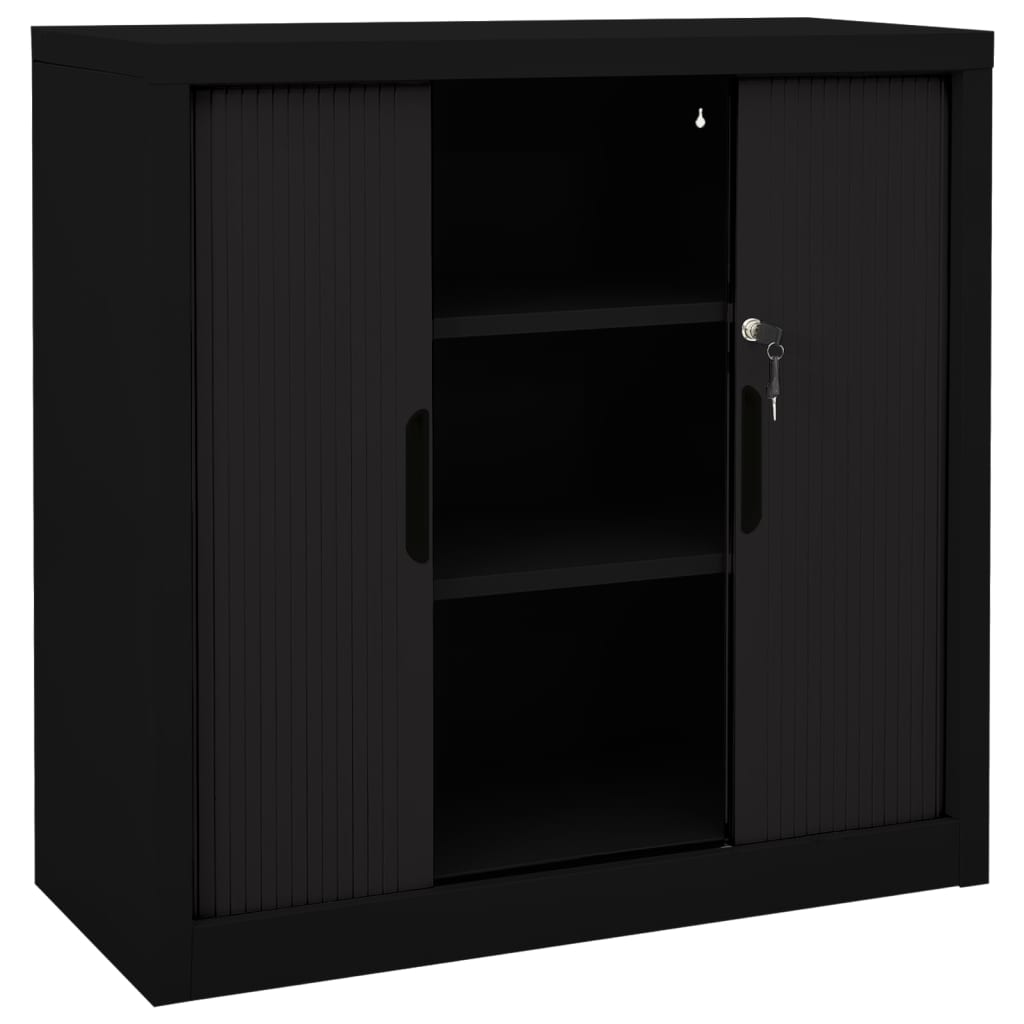 vidaXL Szafka z drzwiami przesuwnymi, czarna, 90x40x90 cm, stal