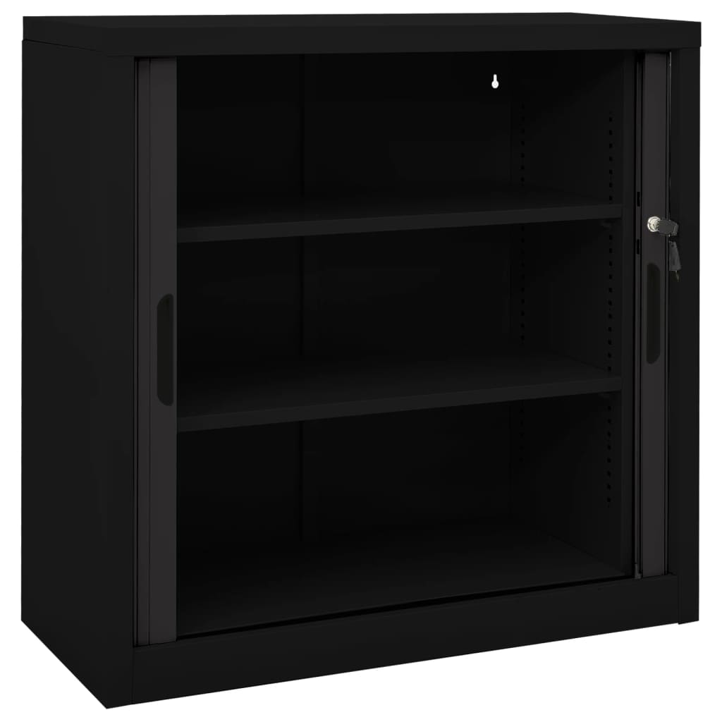 vidaXL Szafka z drzwiami przesuwnymi, czarna, 90x40x90 cm, stal