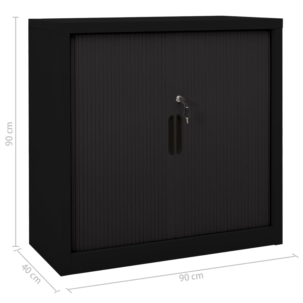 vidaXL Szafka z drzwiami przesuwnymi, czarna, 90x40x90 cm, stal