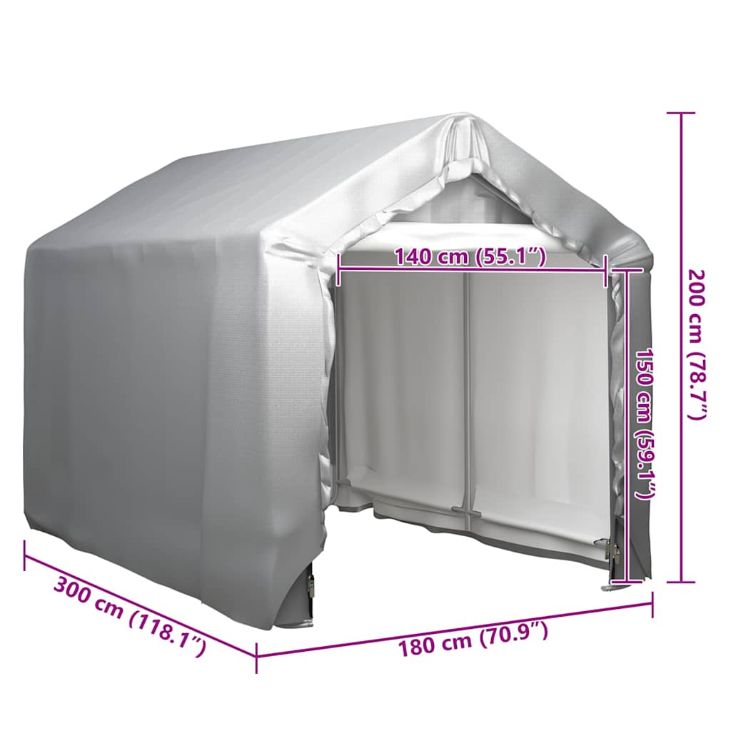 vidaXL Namiot magazynowy, 180 x 300 cm, stal, szary