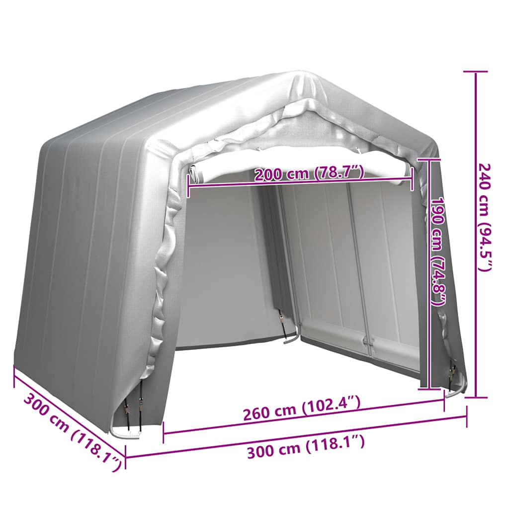 vidaXL Namiot magazynowy, 300x300 cm, stal, szary