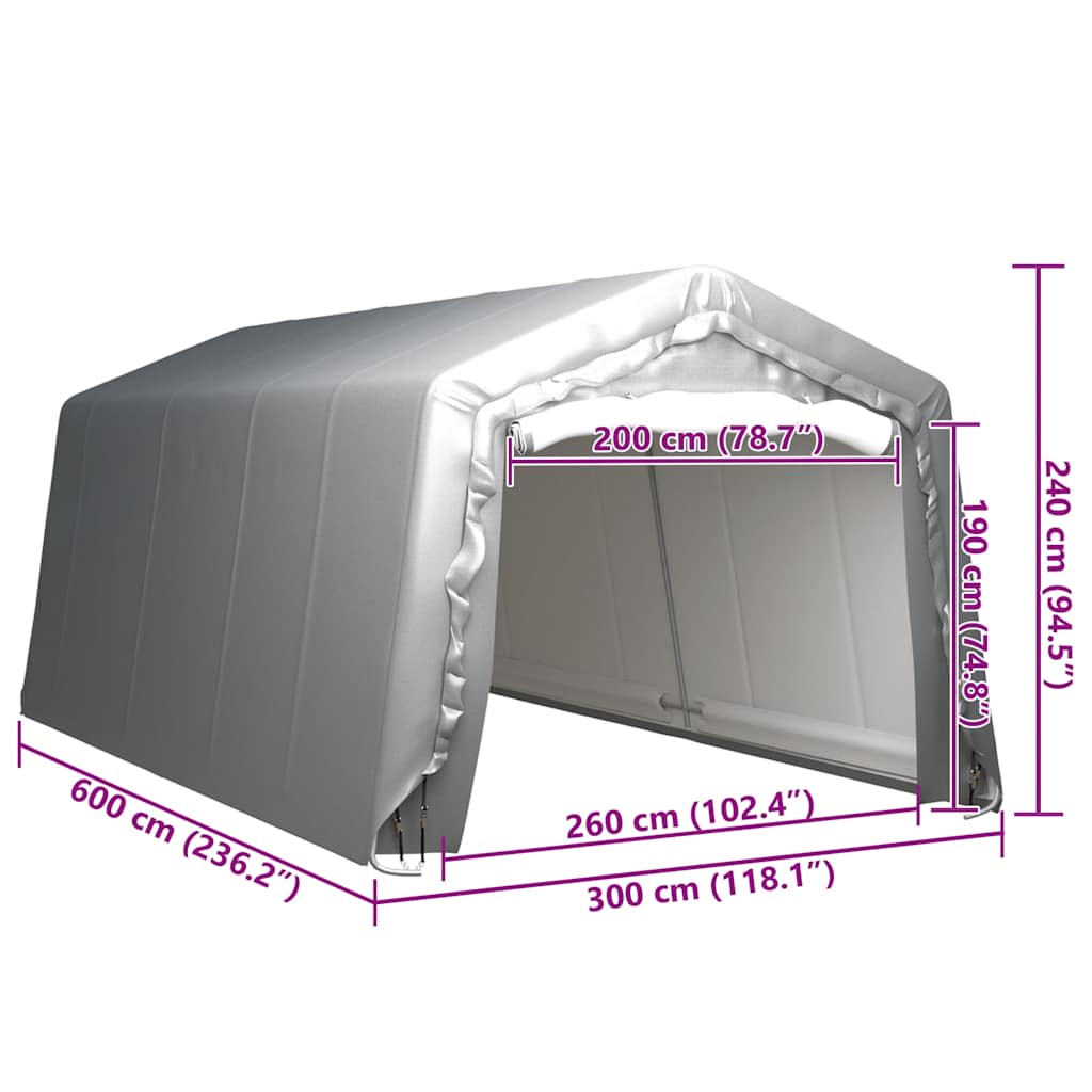 vidaXL Namiot magazynowy, 300 x 600 cm, stal, szary