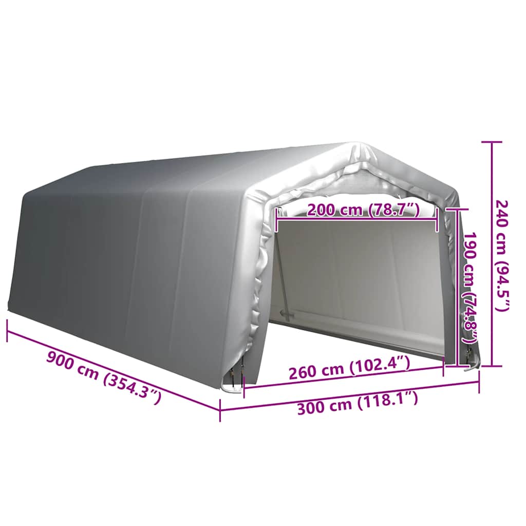 vidaXL Namiot magazynowy, 300 x 900 cm, stal, szary