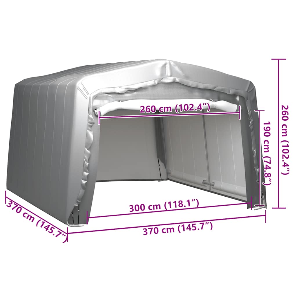 vidaXL Namiot magazynowy, 370 x 370 cm, stal, szary