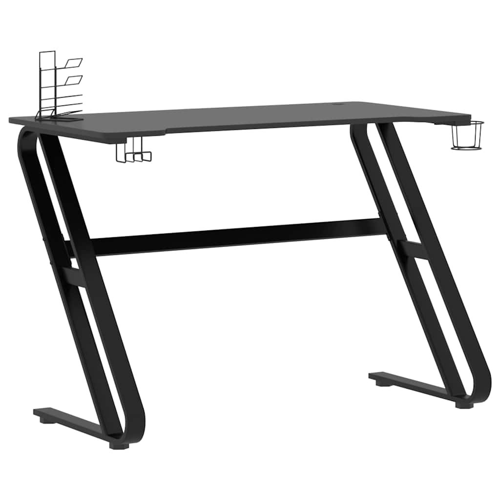 vidaXL Biurko do gier z nogami w kształcie ZZ, czarne, 110x60x75 cm