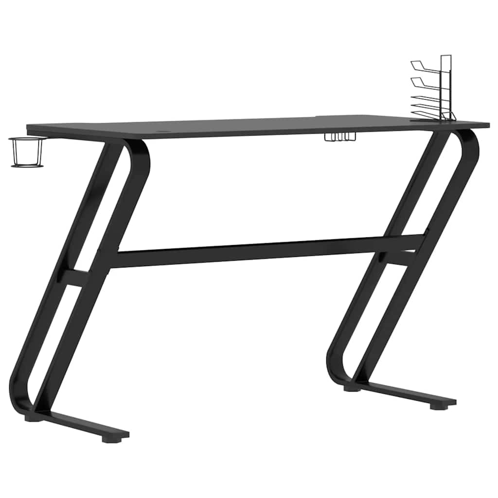 vidaXL Biurko do gier z nogami w kształcie ZZ, czarne, 110x60x75 cm
