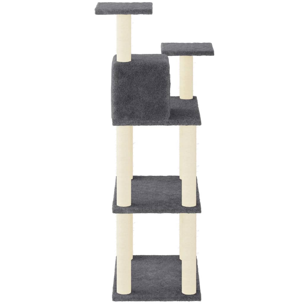 vidaXL Drapak dla kota ze słupkami sizalowymi, ciemnoszary, 118,5 cm