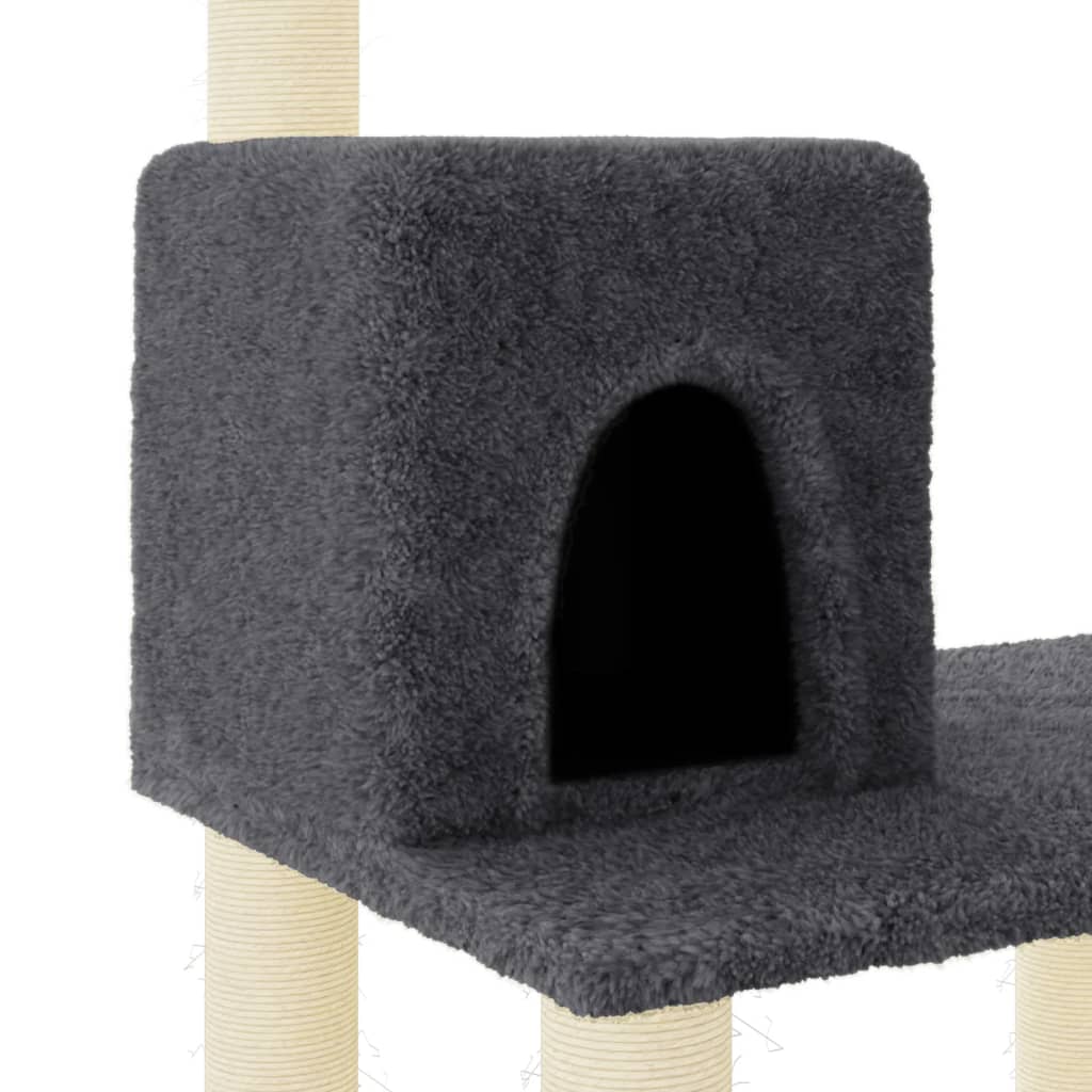 vidaXL Drapak dla kota ze słupkami sizalowymi, ciemnoszary, 118,5 cm