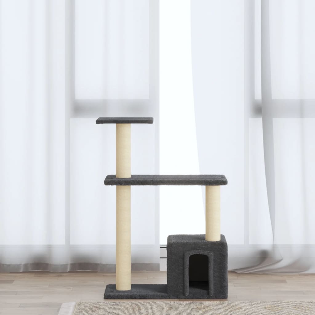 vidaXL Drapak dla kota z sizalowymi słupkami, ciemnoszary, 70 cm