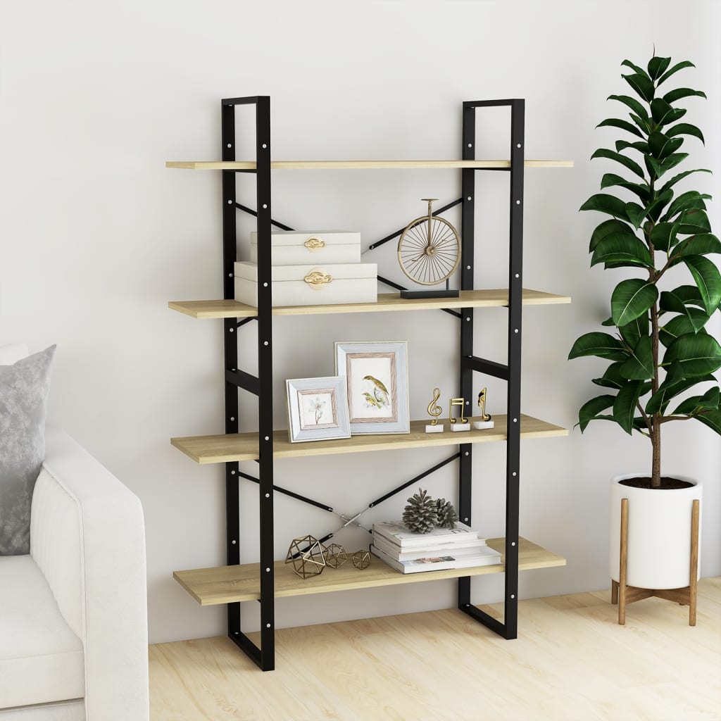 vidaXL 4-poziomowy regał na książki, dąb sonoma, 100x30x140 cm