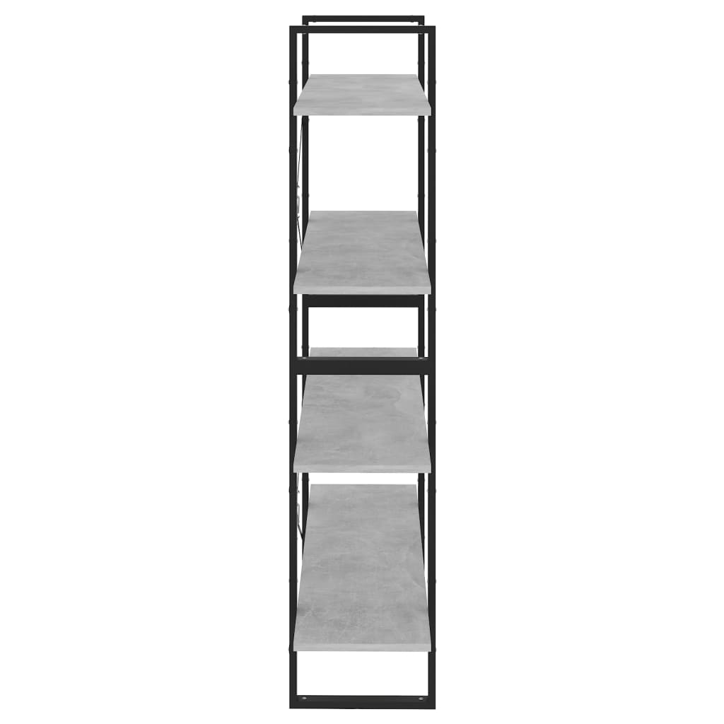 vidaXL 4-poziomowy regał na książki, szarość betonu, 100x30x140 cm