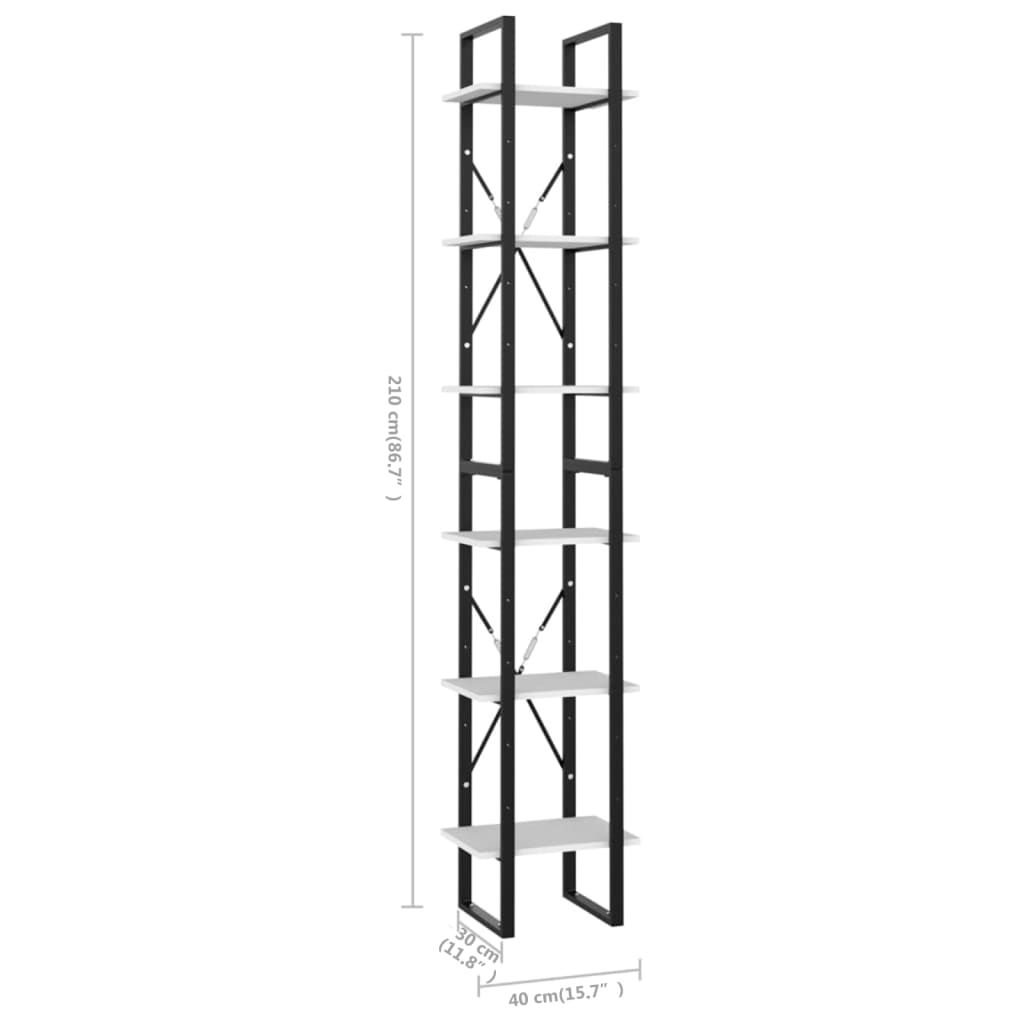 vidaXL Regał na książki, biały, 40x30x210 cm, materiał drewnopochodny
