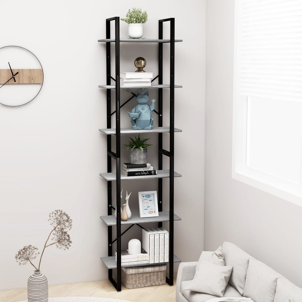 vidaXL Regał, szarość betonu, 60x30x210 cm, materiał drewnopochodny