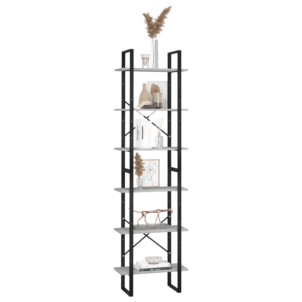 vidaXL Regał, szarość betonu, 60x30x210 cm, materiał drewnopochodny
