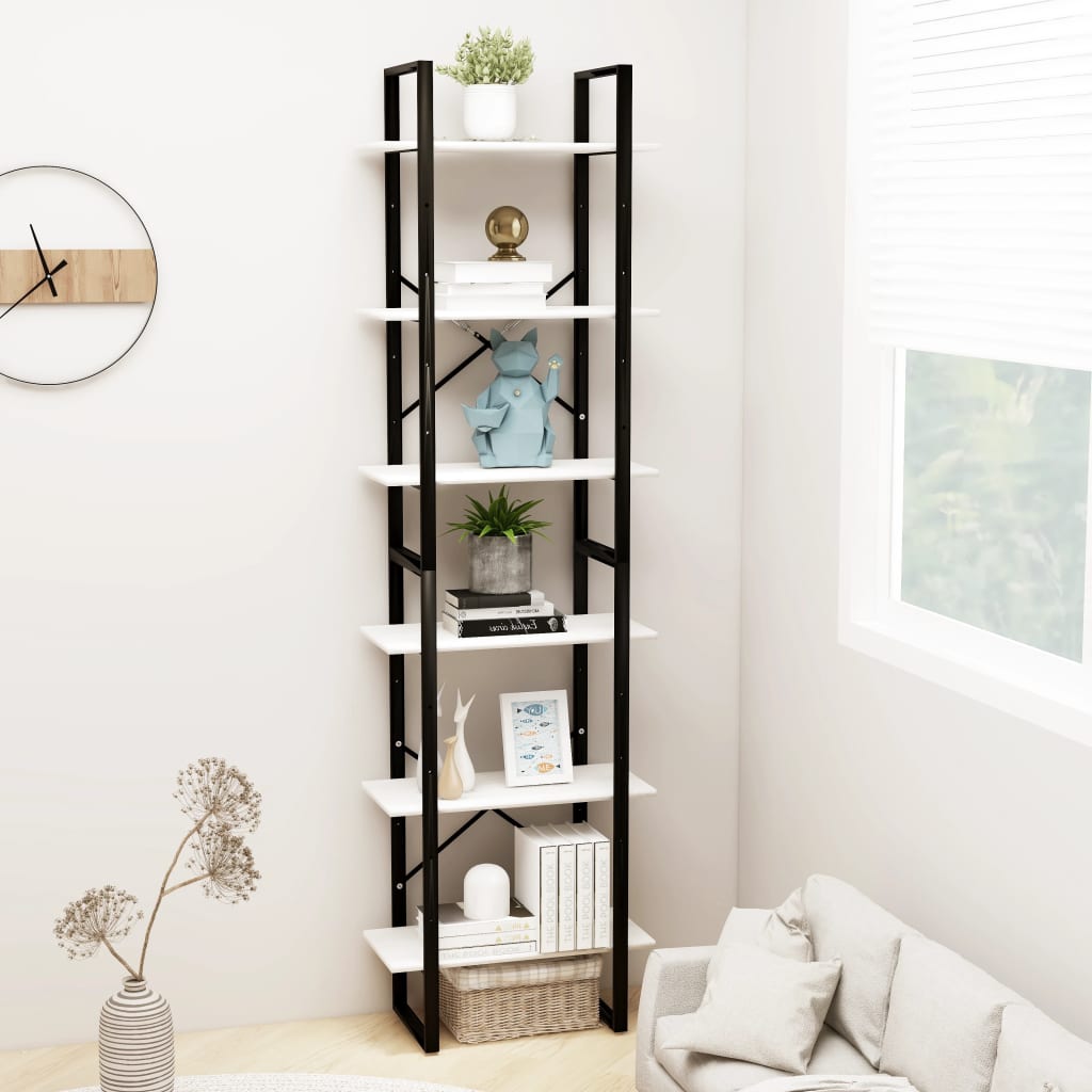 vidaXL Regał na książki, biały, 60x30x210 cm, lite drewno sosnowe