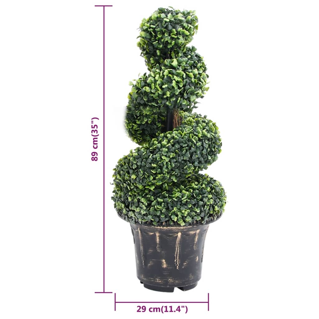vidaXL Spirala ze sztucznego bukszpanu, z doniczką, zielona, 89 cm