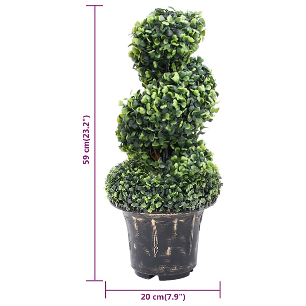 vidaXL Spirala ze sztucznego bukszpanu, z doniczką, zielona, 59 cm