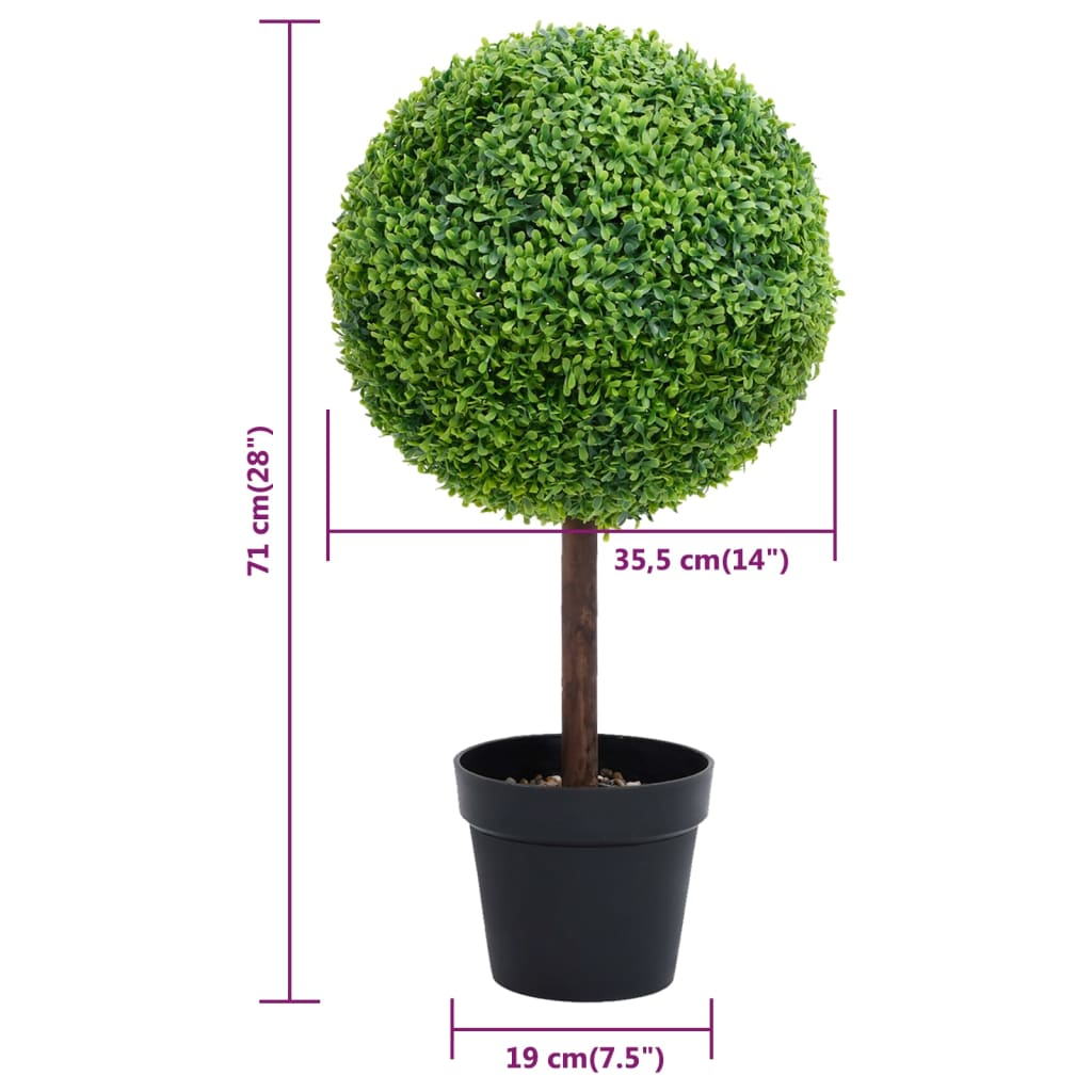 vidaXL Sztuczny bukszpan w formie kul, w doniczce, zielony, 71 cm